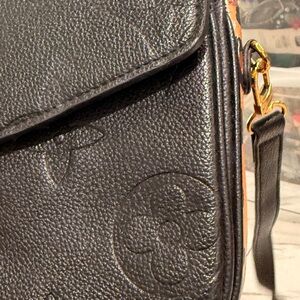 Louis Vuitton Black Leather Interior Patch with Gold Logo